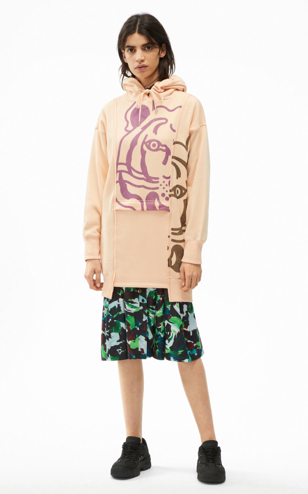 Kenzo Hooded K Tiger sweater Ženska Obleke Roza SI-6122826